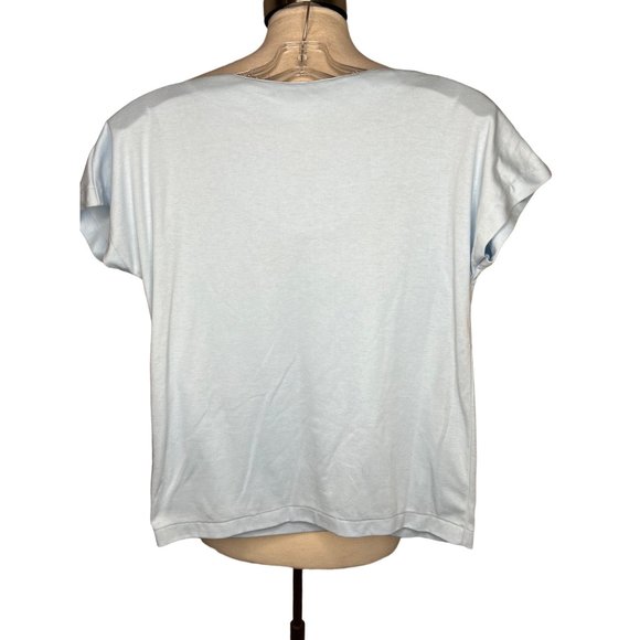 Objectives, petite light blue tee short sleeves round next stretch no size tag ( - Picture 4 of 7